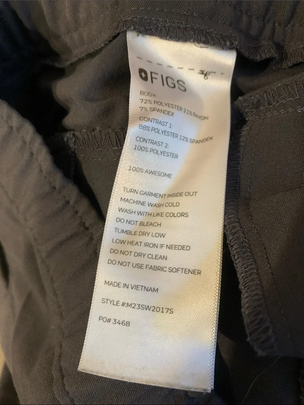 Figs Men's Charcoal Joggers with Blue Drawstring